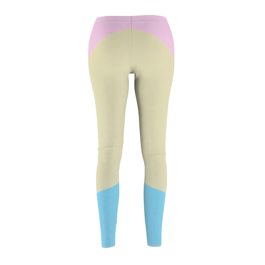 Pink, Blue, & Cream Color Block Women's Leggings