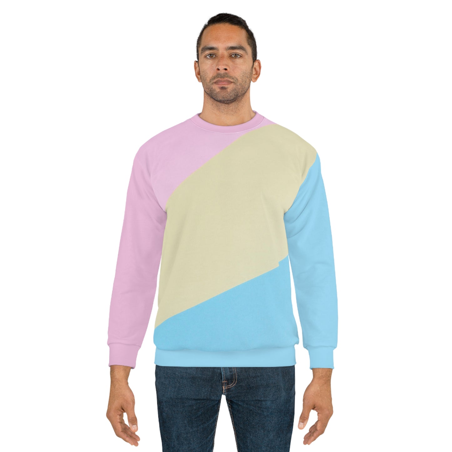 Pink, Blue, & Cream Color Block Unisex Sweatshirt