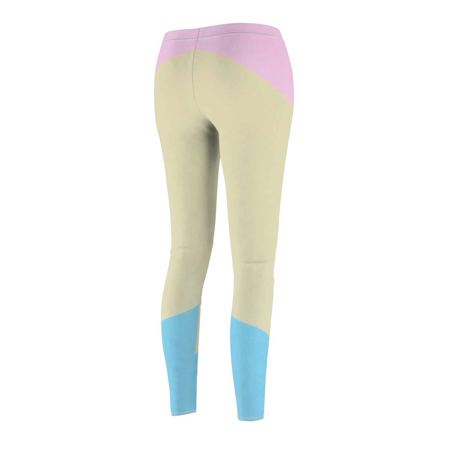 Pink, Blue, & Cream Color Block Women's Leggings