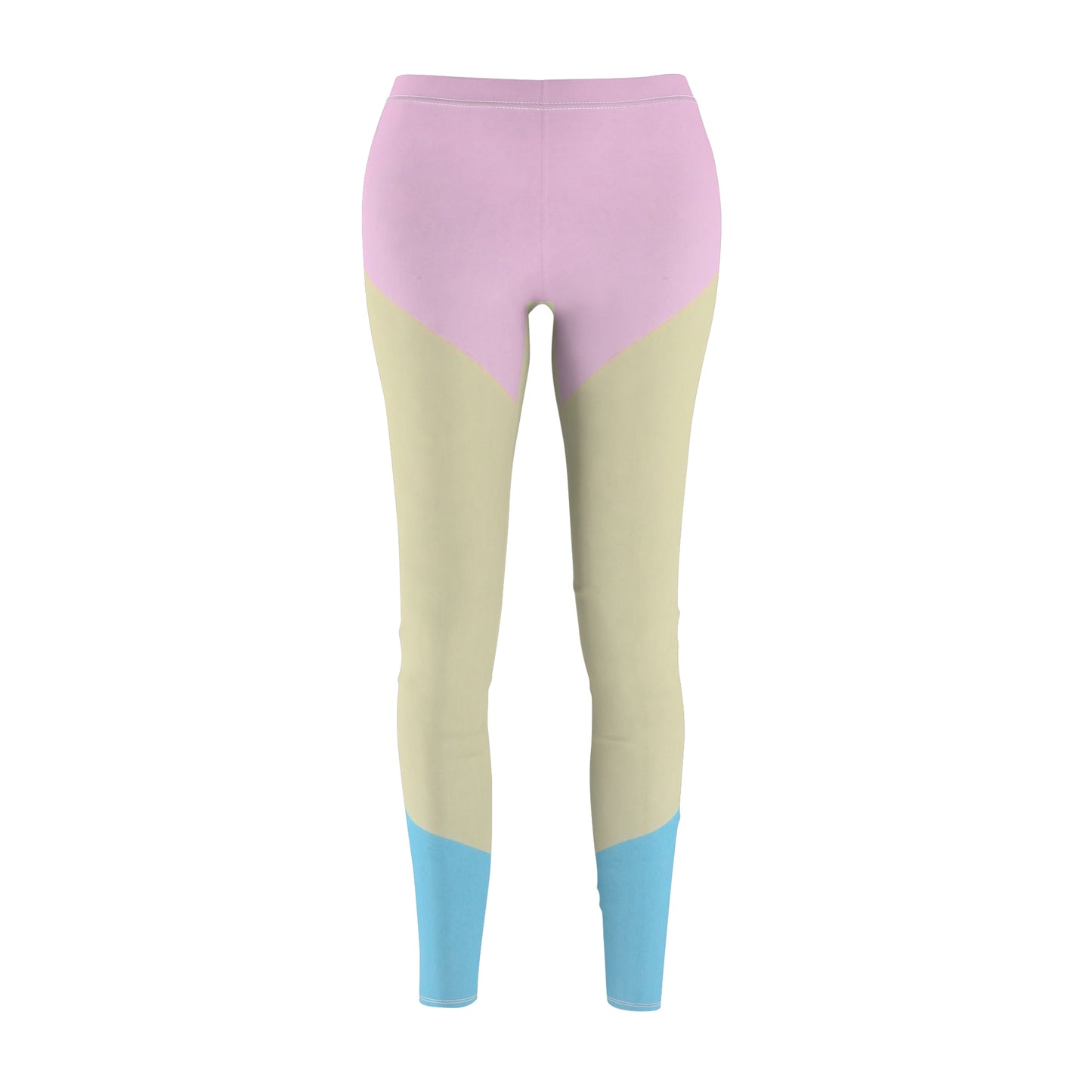 Pink, Blue, & Cream Color Block Women's Leggings