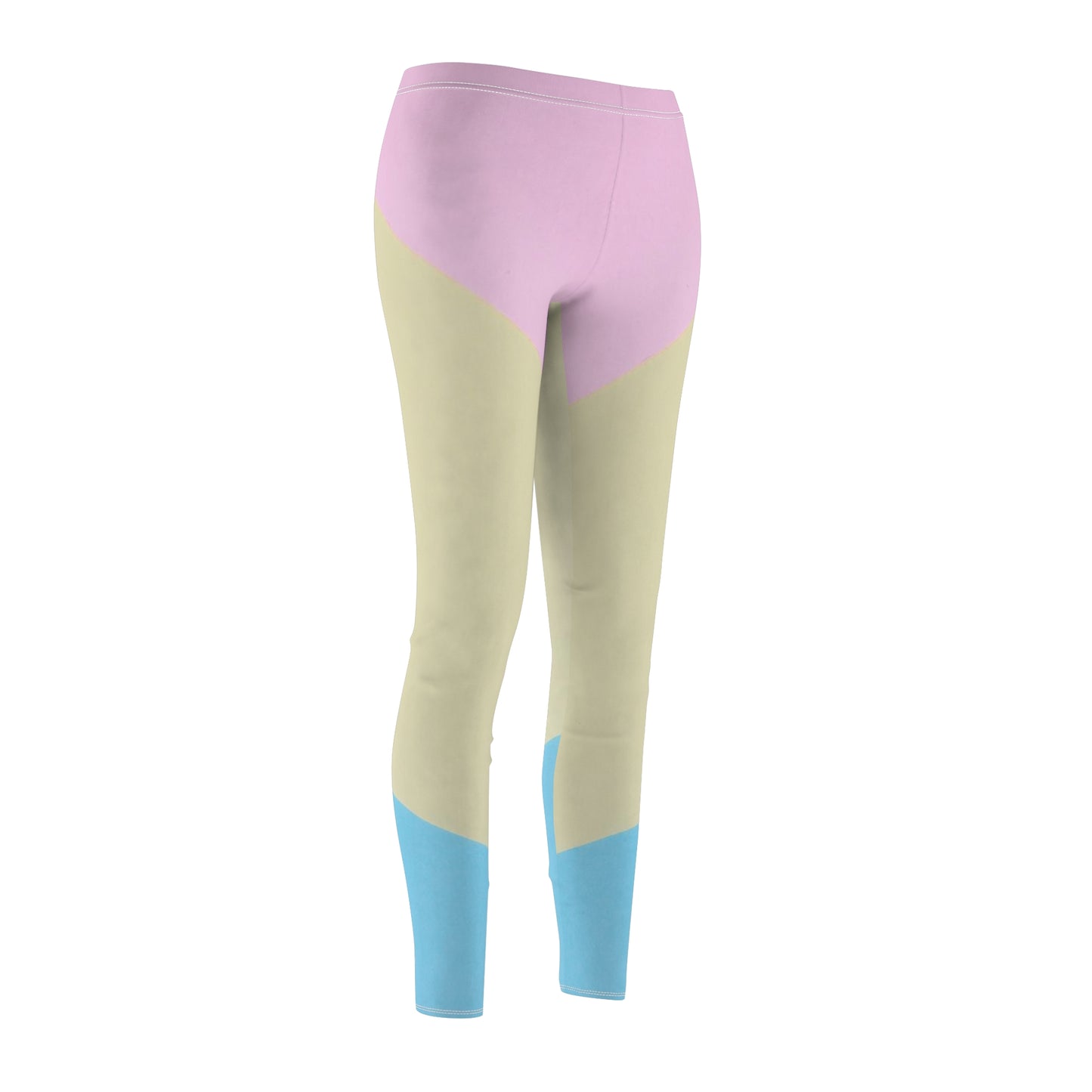 Pink, Blue, & Cream Color Block Women's Leggings