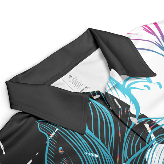 Abstract Gradient Flowers Polo Shirt
