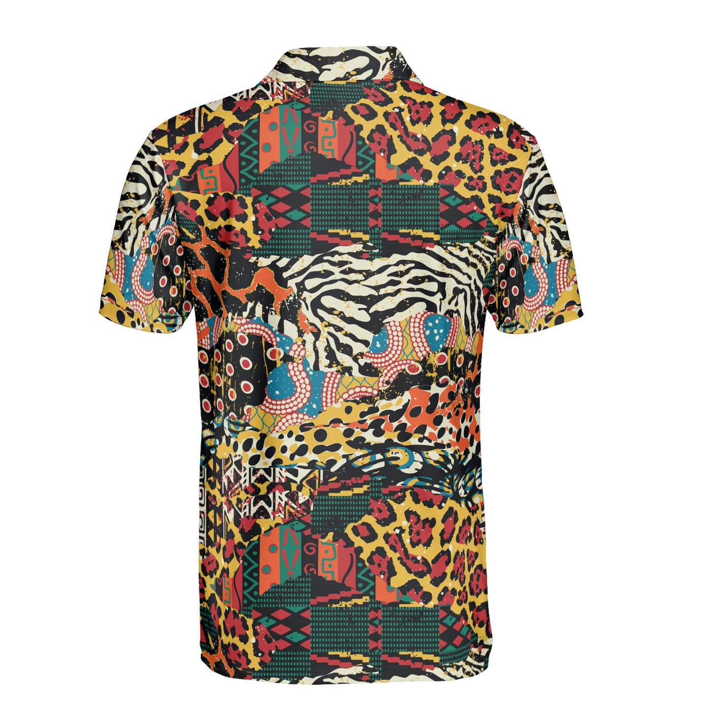 African Animal Patchwork Polo Shirt