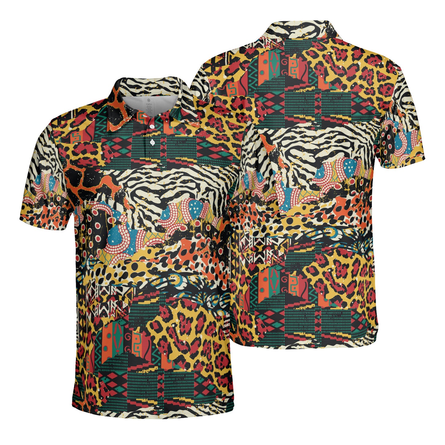 African Animal Patchwork Polo Shirt