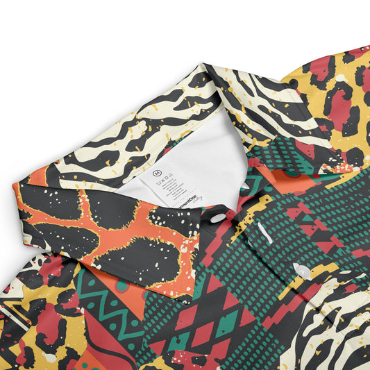 African Animal Patchwork Polo Shirt