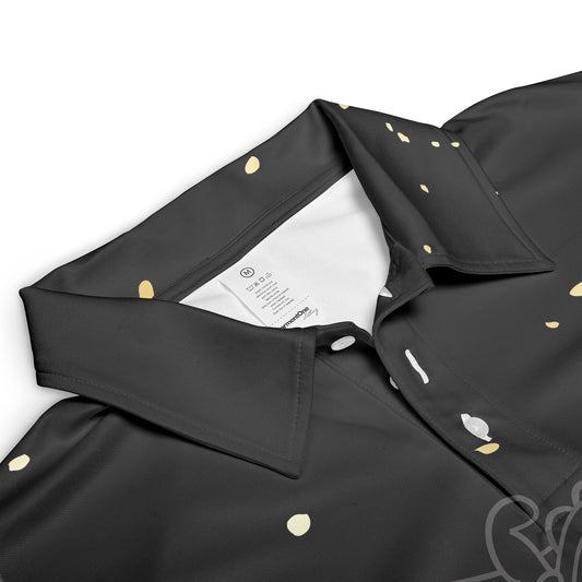 Black Asian Waves Polo Shirt