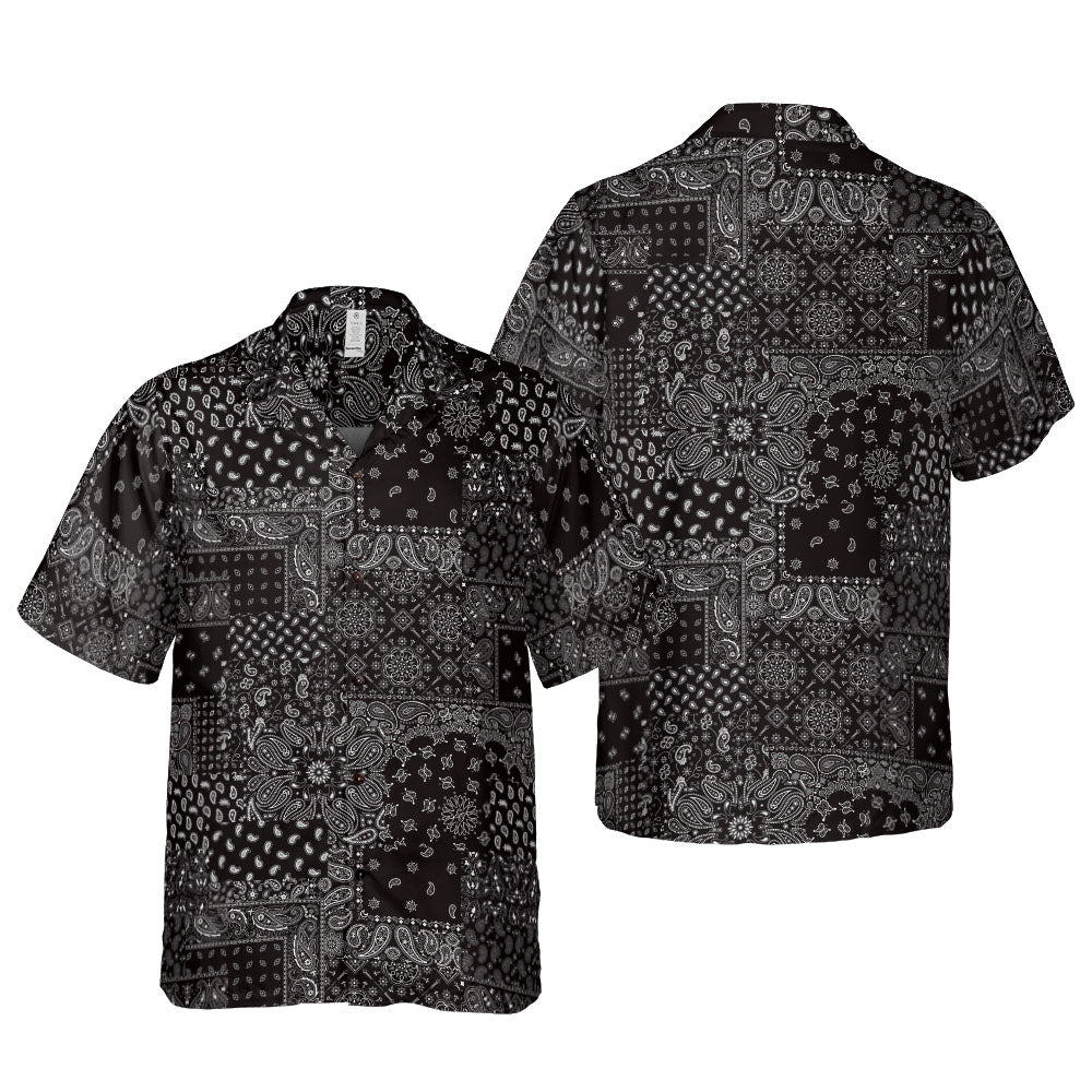 Black Paisley Bandanna Button Up Shirt