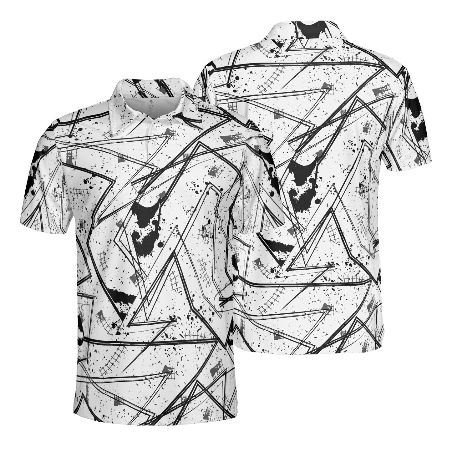 Black & White Geometric Polo Shirt