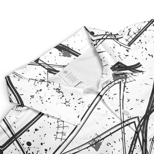 Black & White Geometric Polo Shirt