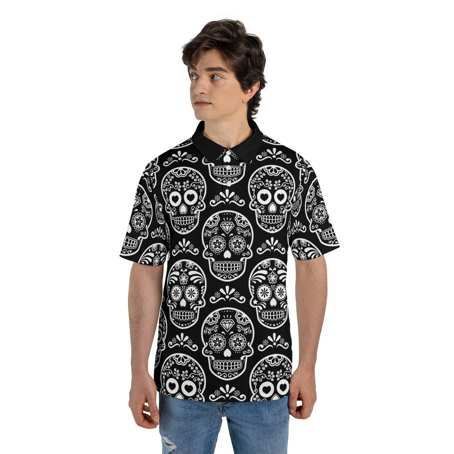 Black & White Calavera Premium Polo Shirt