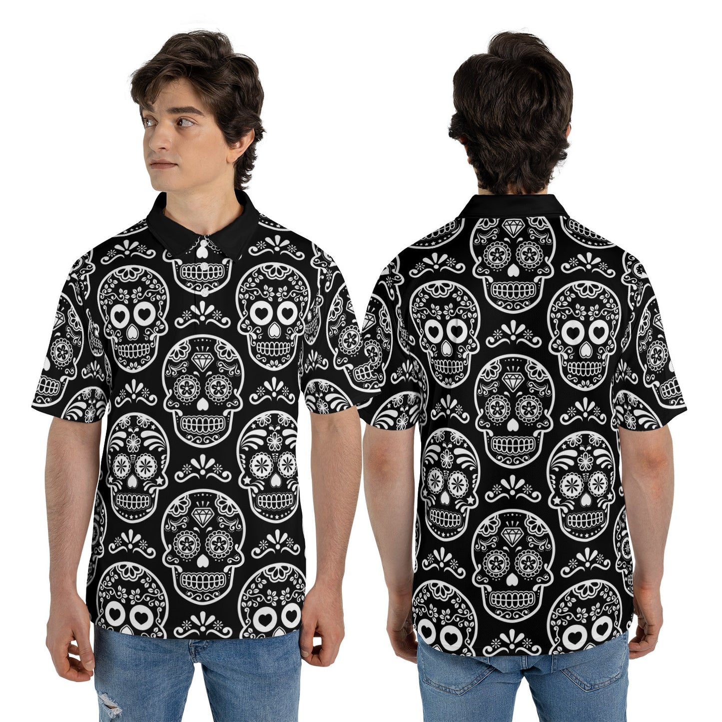 Black & White Calavera Premium Polo Shirt