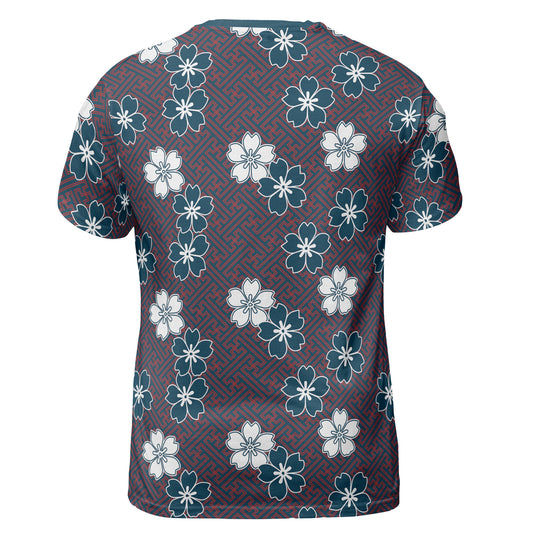 Blue & White Cherry Blossom Flowers Comfort T-shirt