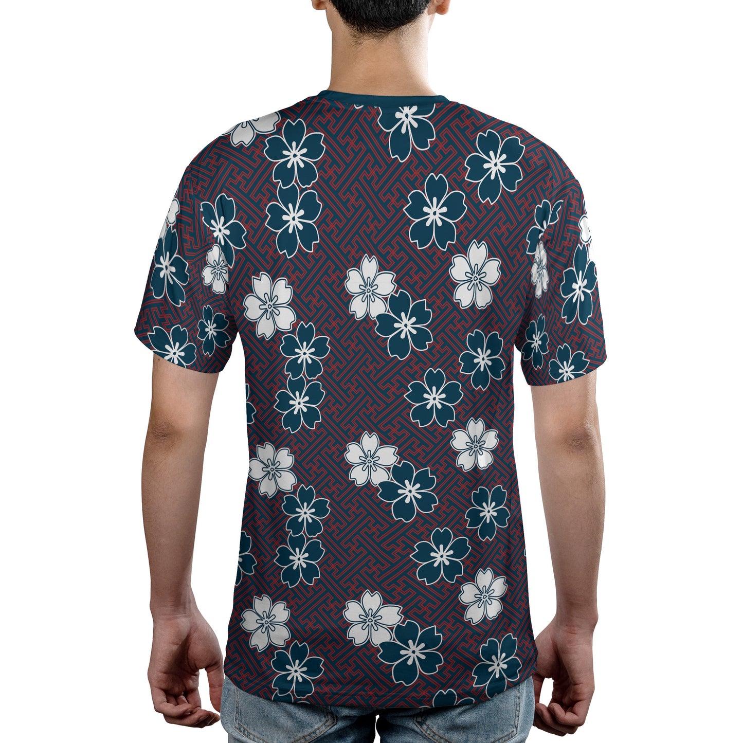 Blue & White Cherry Blossom Flowers Comfort T-shirt