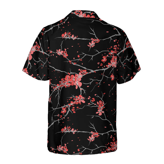 Cherry Blossoms Black Button Up Shirt