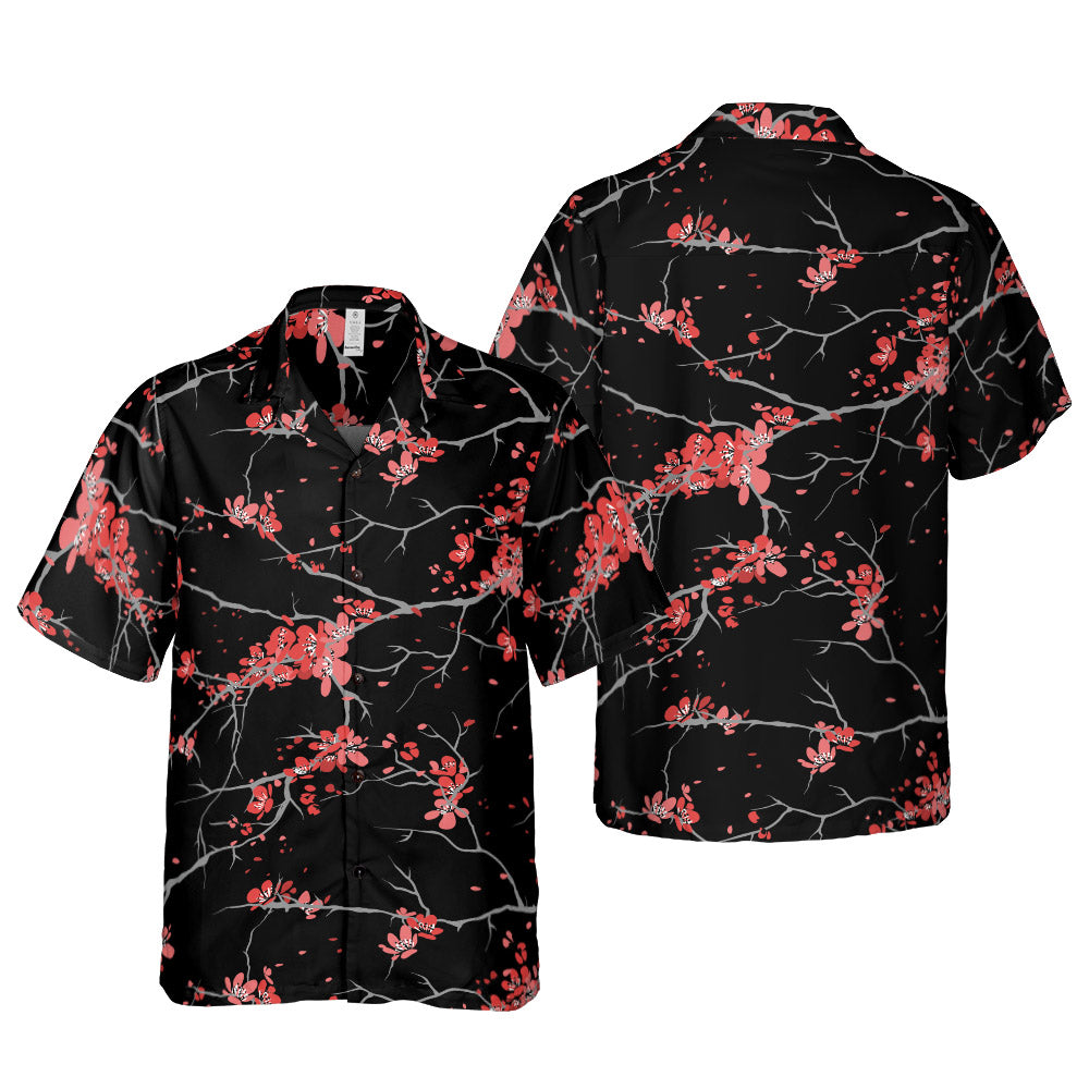Cherry Blossoms Black Button Up Shirt