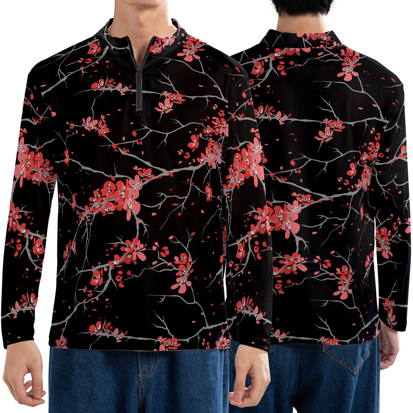 Cherry Blossoms Black Performance Q-Zip