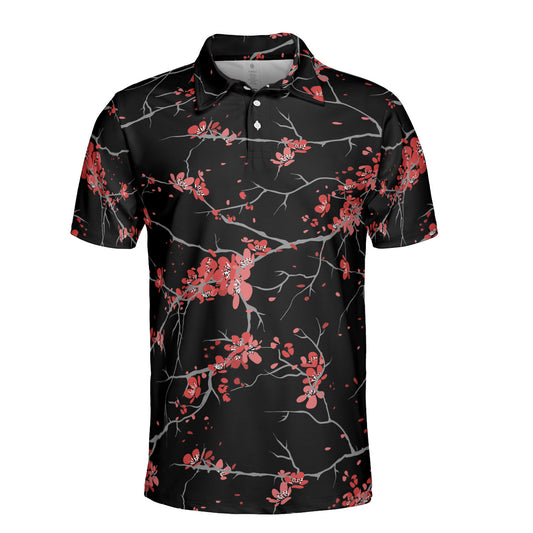 Cherry Blossoms Black Premium Polo Shirt
