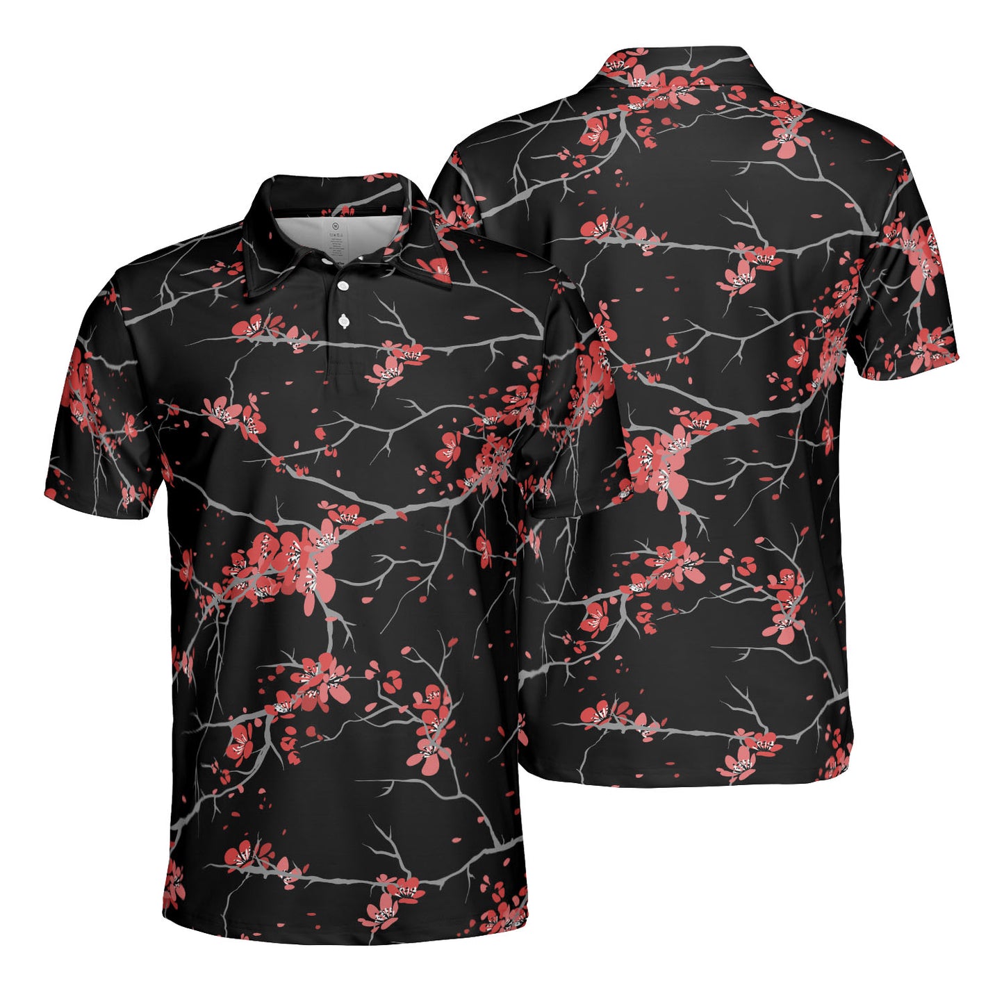 Cherry Blossoms Black Premium Polo Shirt