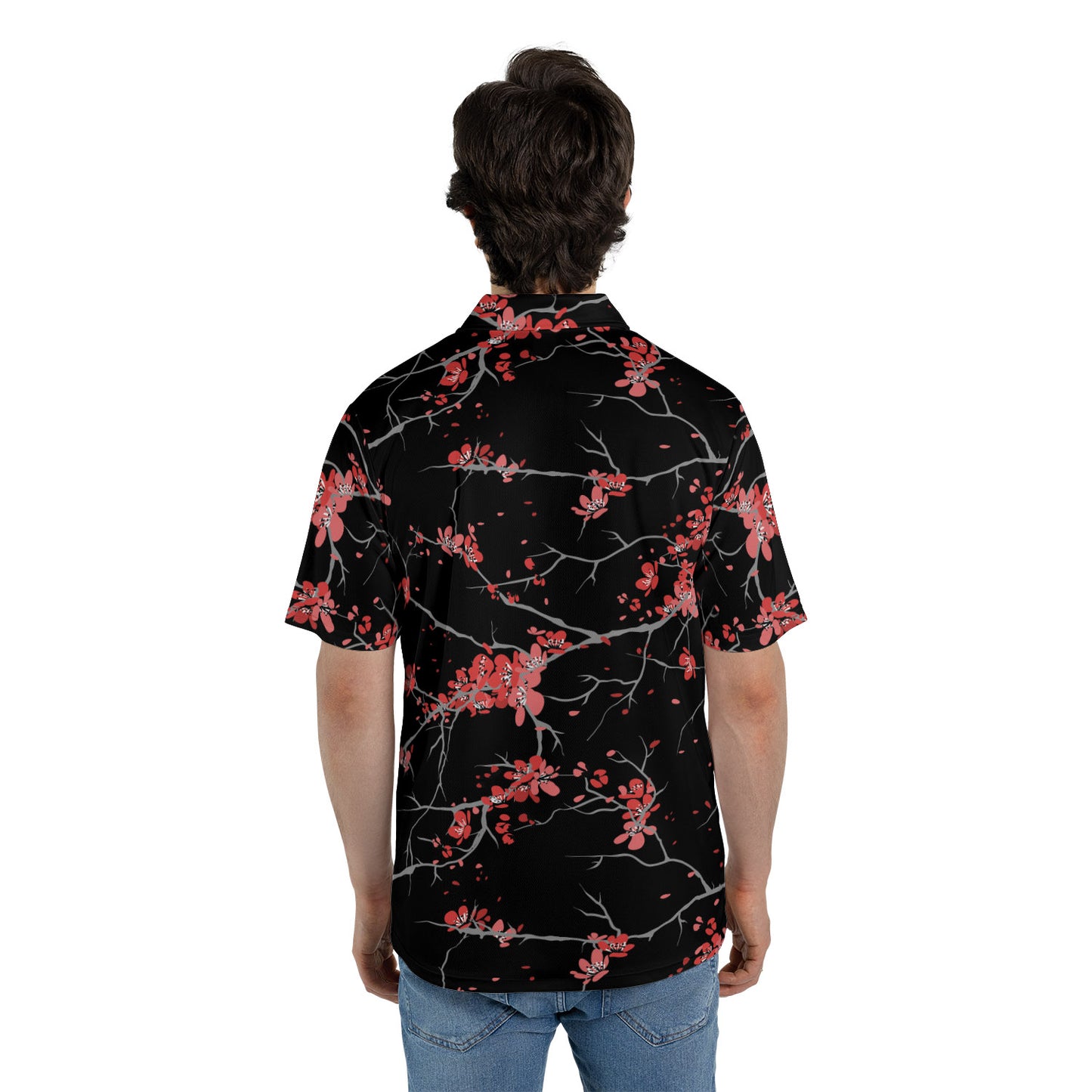 Cherry Blossoms Black Premium Polo Shirt