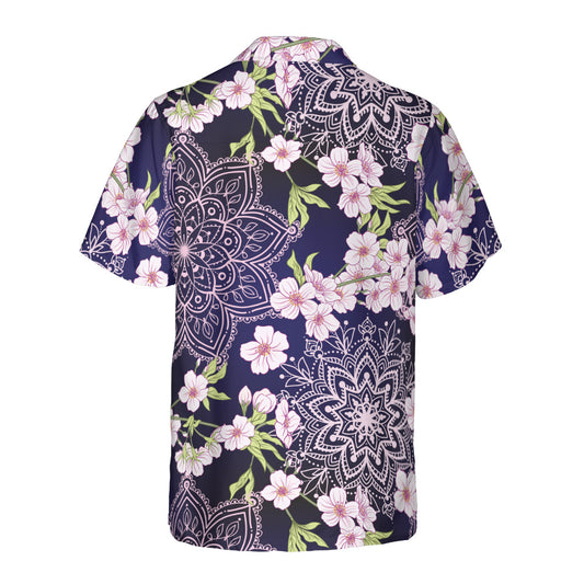 Cherry Blossoms And Mandalas Button Up Shirt