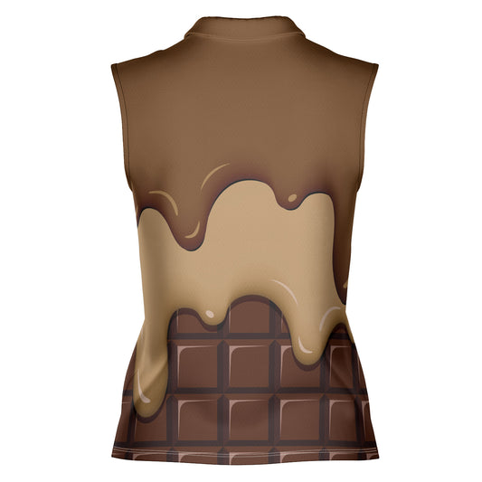 Chocolate Ice Cream & Caramel Ice Cream On A Chocolate Bar Women's Sleeveless Polo Shirt