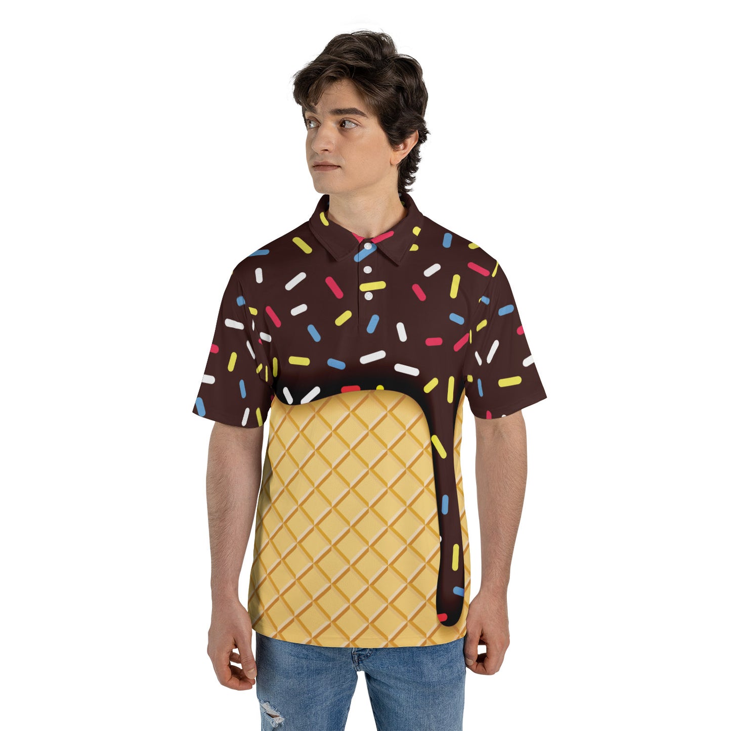 Chocolate Ice Cream Cone Premium Polo Shirt