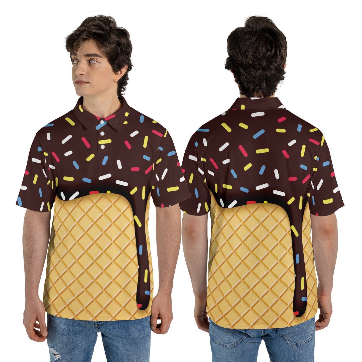 Chocolate Ice Cream Cone Premium Polo Shirt