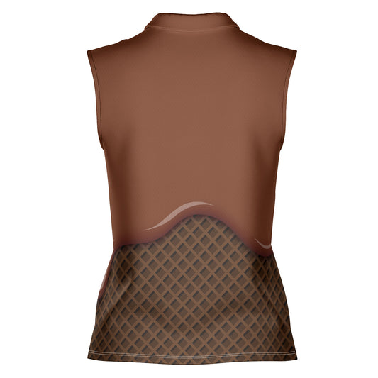 Chocolate Ice Cream On A Chocolate Waffle Cone Women's Sleeveless Polo Shirt