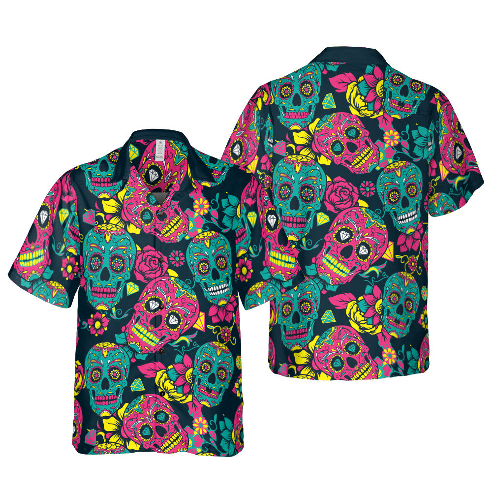 Colorful Day Of The Dead Button Up Shirt