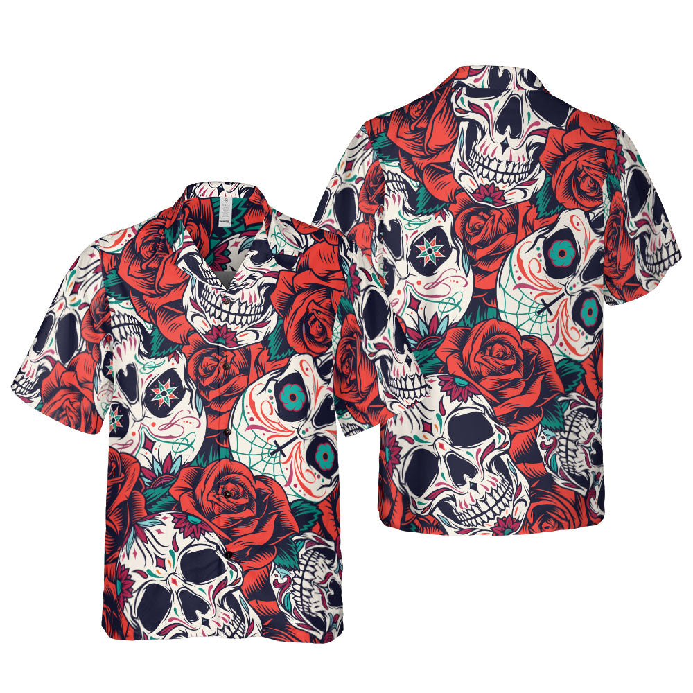 Day Of The Dead And Roses Button Up Shirt