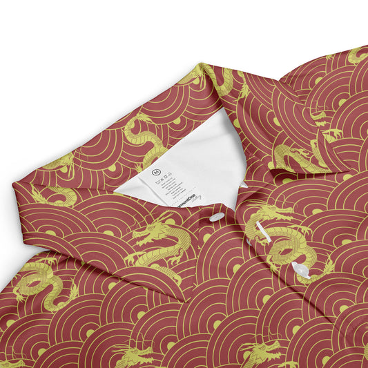 Geometric Ornament & Dragons Polo Shirt