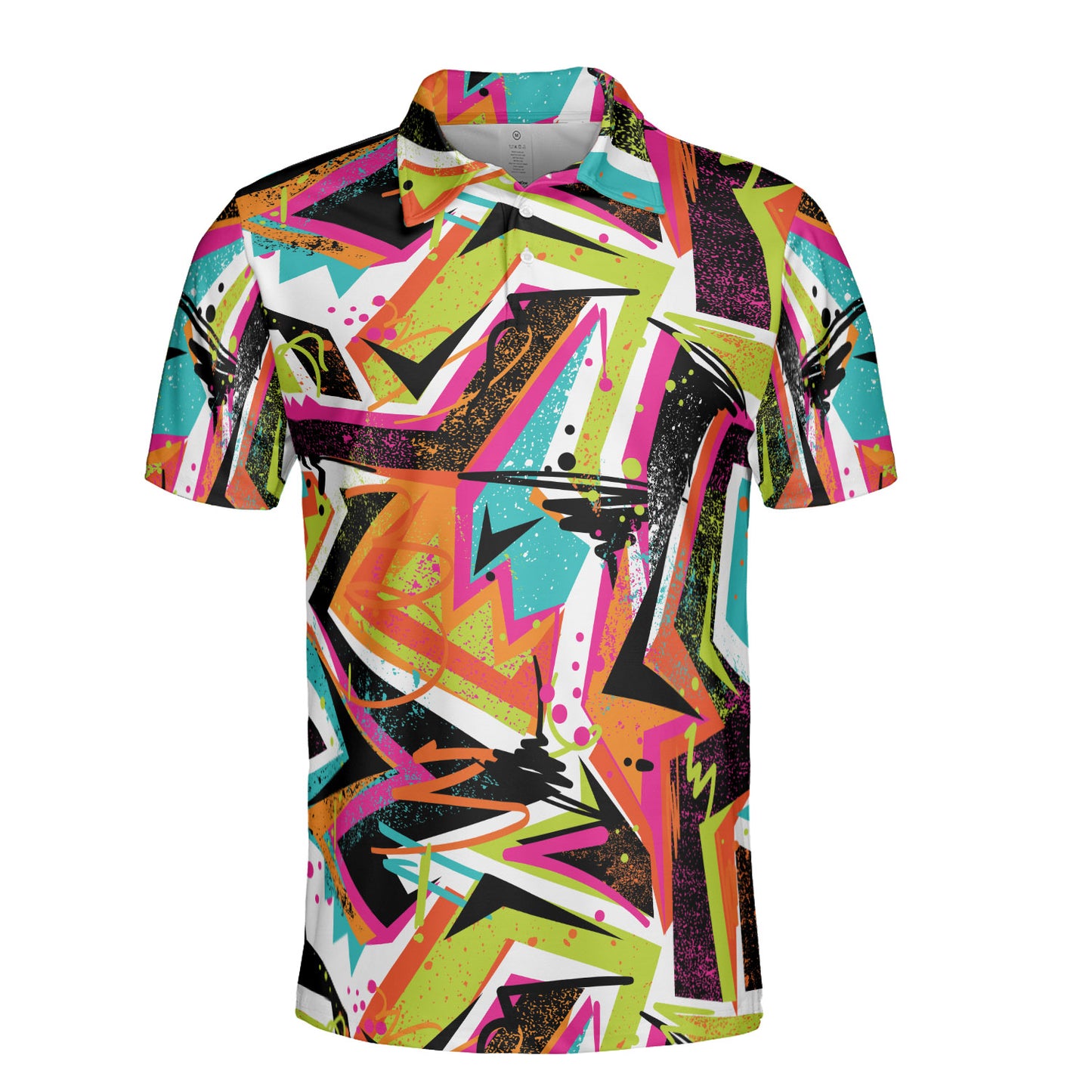 Geometric Splattered Paint Polo Shirt