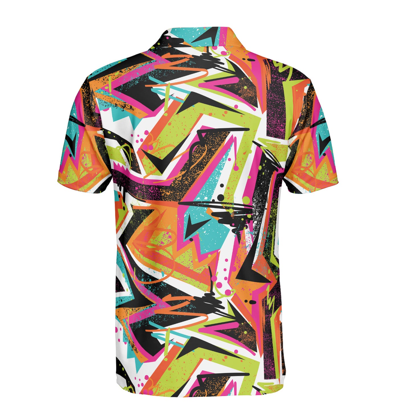 Geometric Splattered Paint Polo Shirt