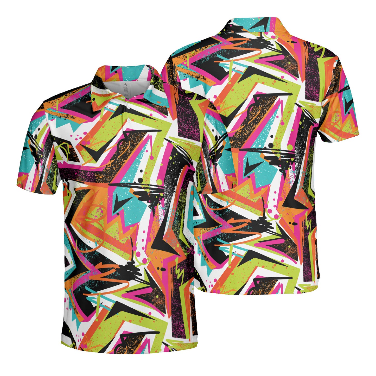 Geometric Splattered Paint Polo Shirt