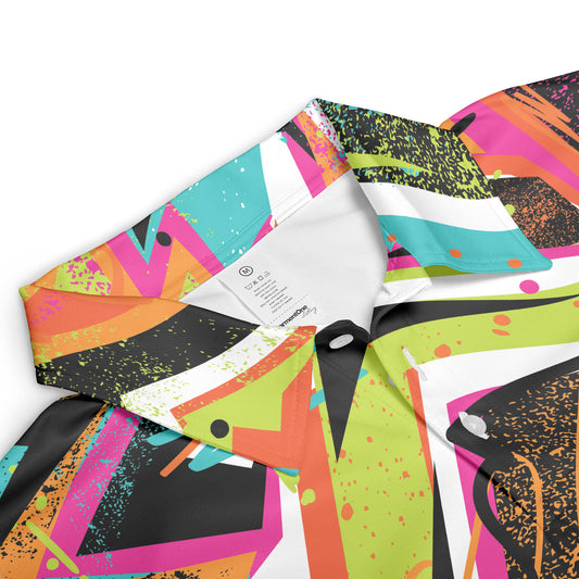 Geometric Splattered Paint Polo Shirt