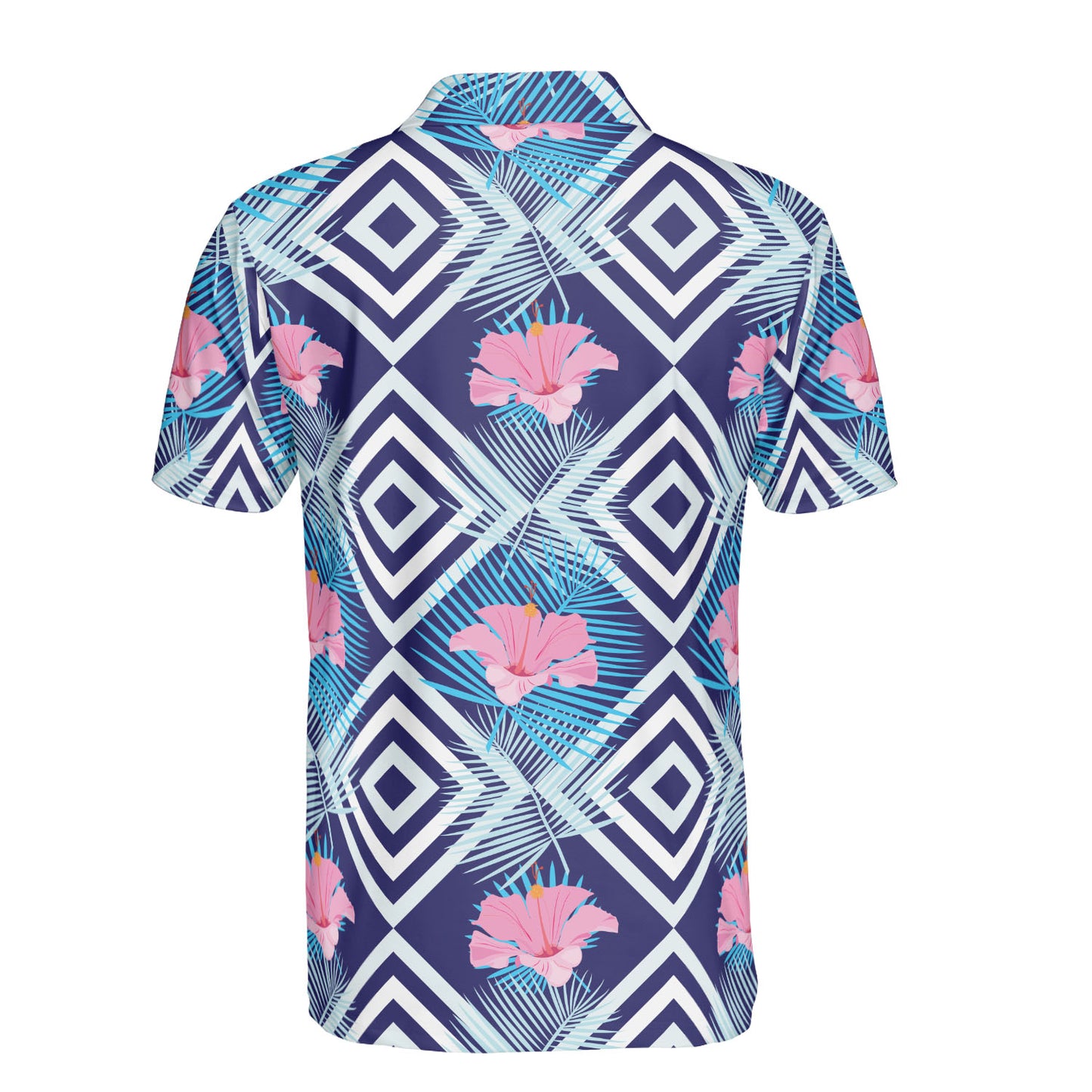 Geometric Exotic Palm Leaves Polo Shirt