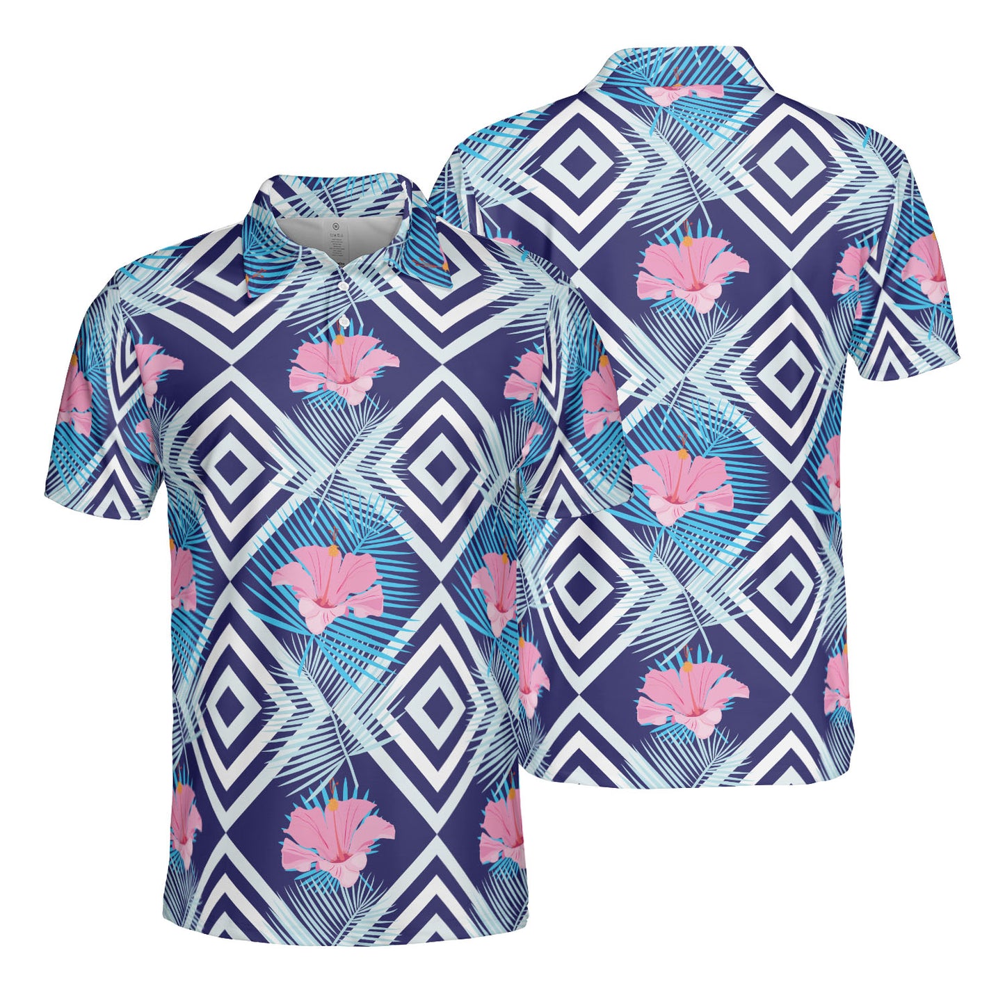 Geometric Exotic Palm Leaves Polo Shirt