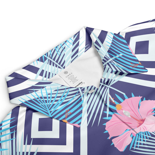 Geometric Exotic Palm Leaves Polo Shirt
