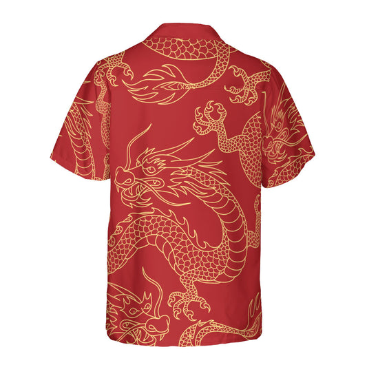Gold And Red Dragon Button Up Shirt