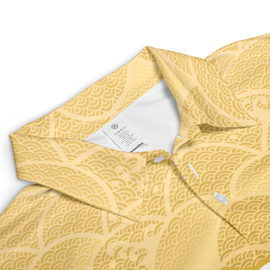 Gold Kimono & Waves Polo Shirt