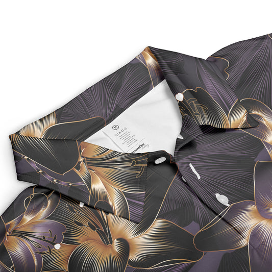 Golden Luxury Flowers Polo Shirt