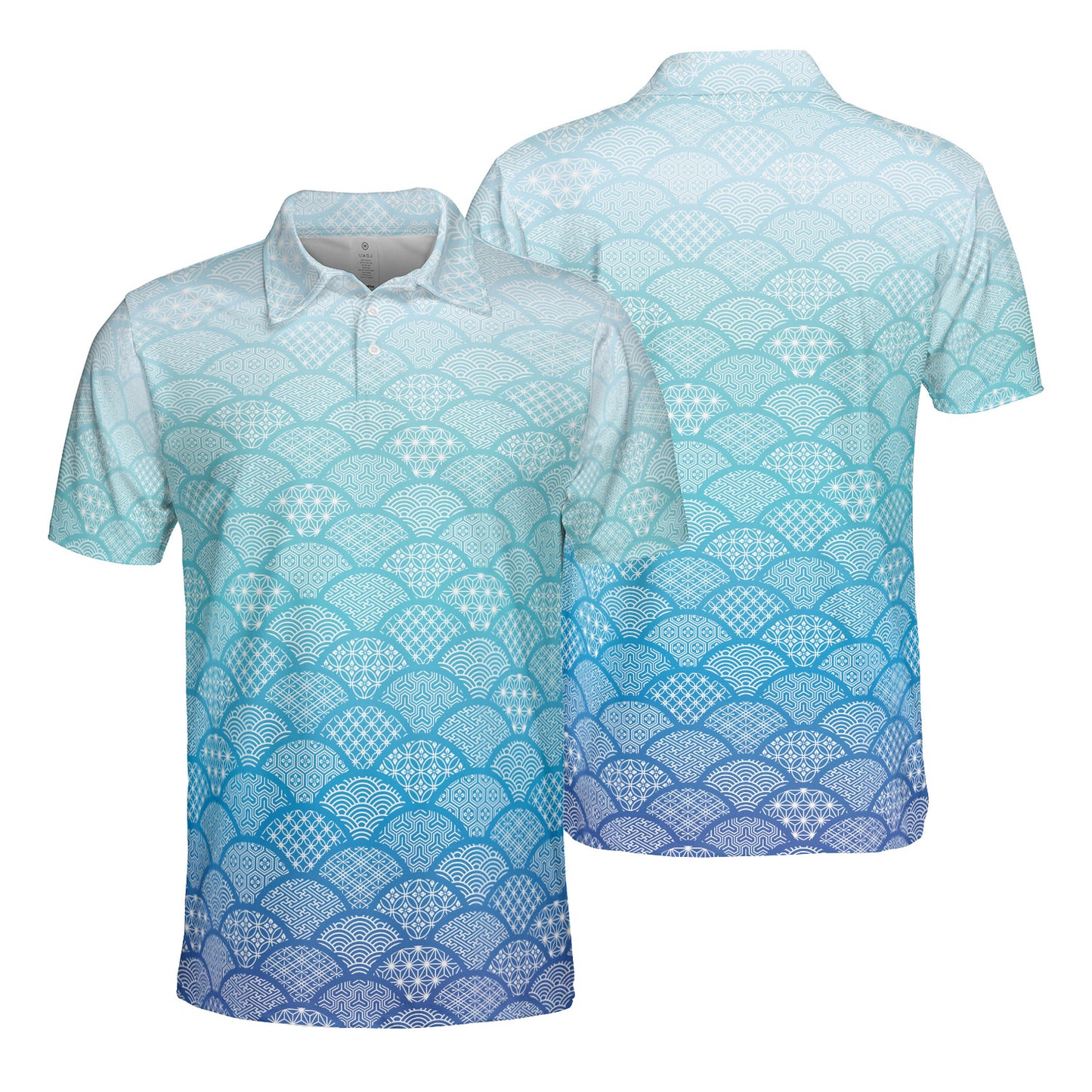 Gradient Geometric Kimono Polo Shirt