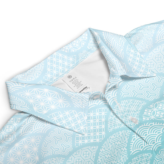 Gradient Geometric Kimono Polo Shirt