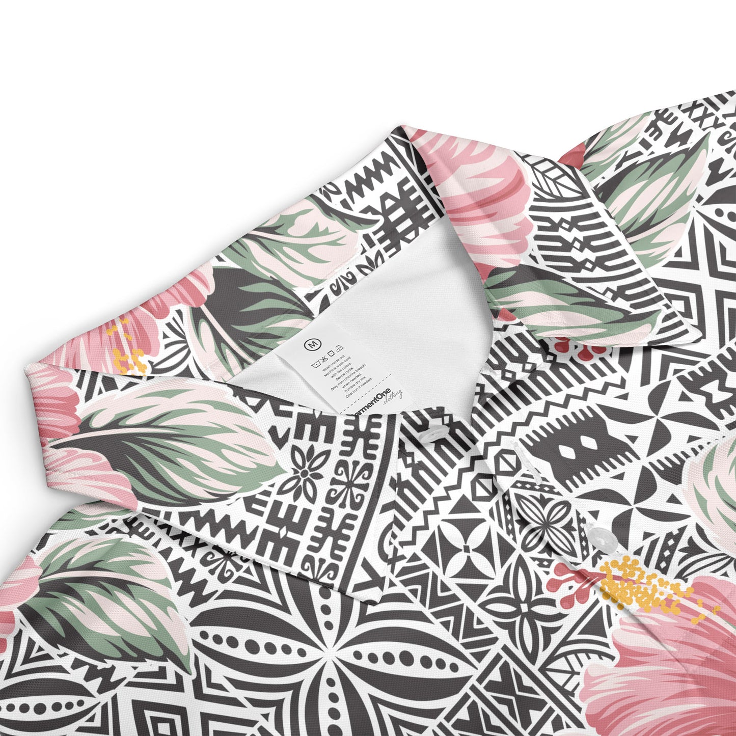 Hawaiian Tribal & Hibiscus Flowers Premium Polo Shirt