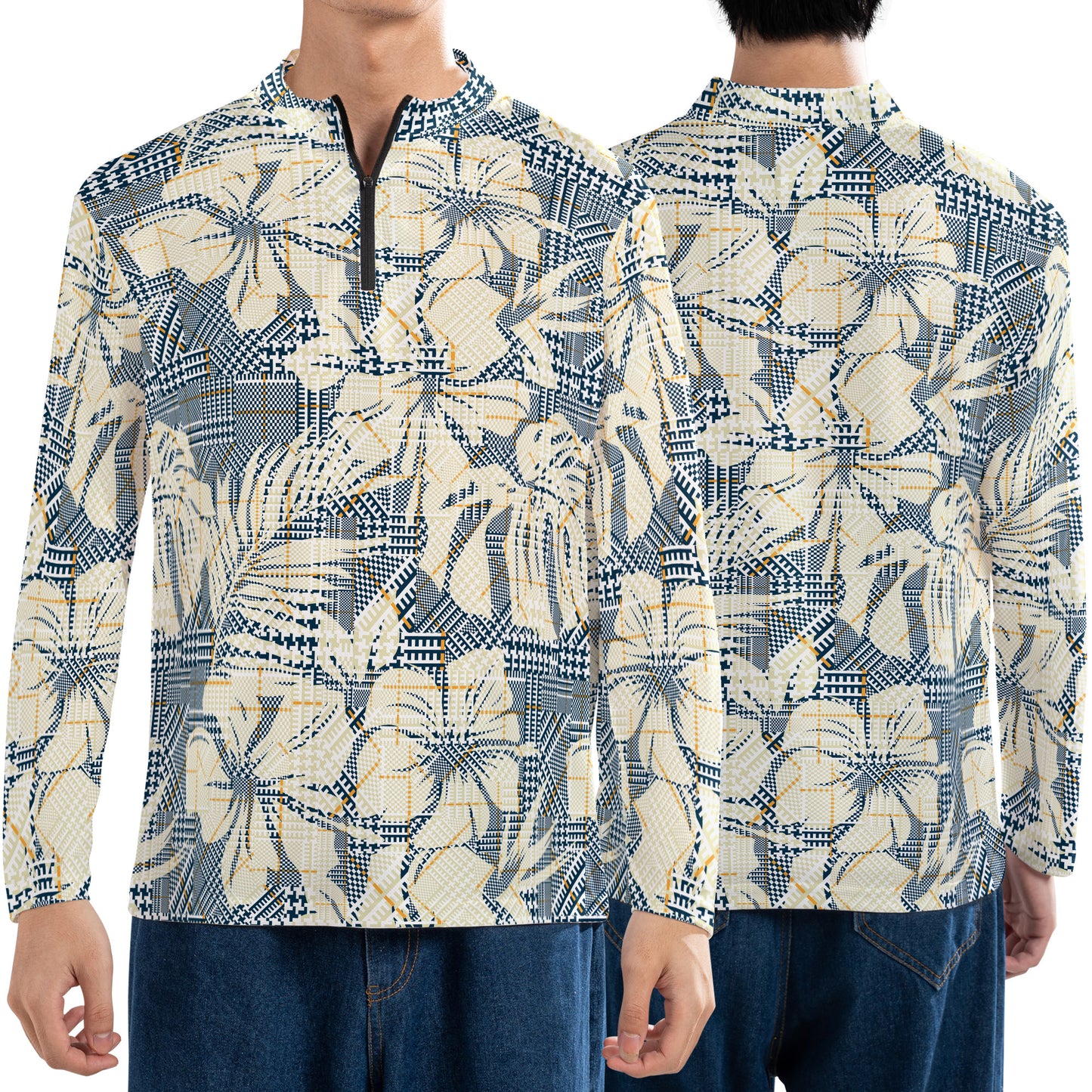 Hounds Tooth Plaid & Flowers Performance Q-Zip