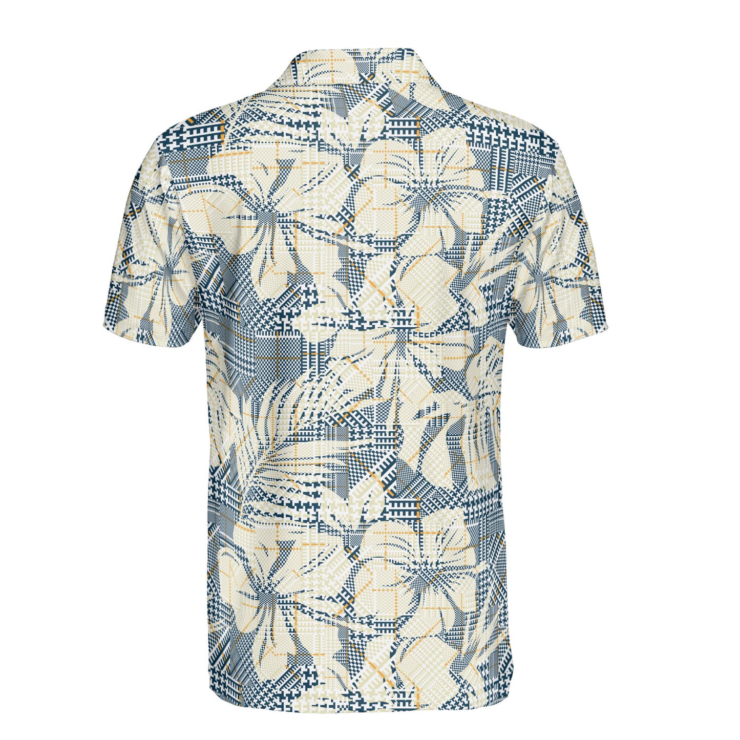 Hounds Tooth Plaid & Flowers Polo Shirt