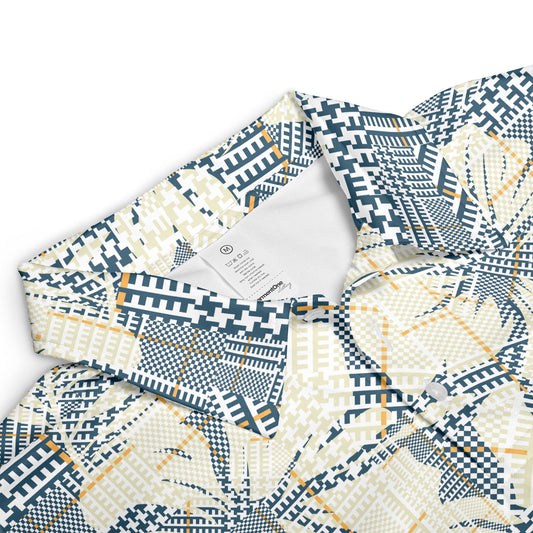 Hounds Tooth Plaid & Flowers Polo Shirt