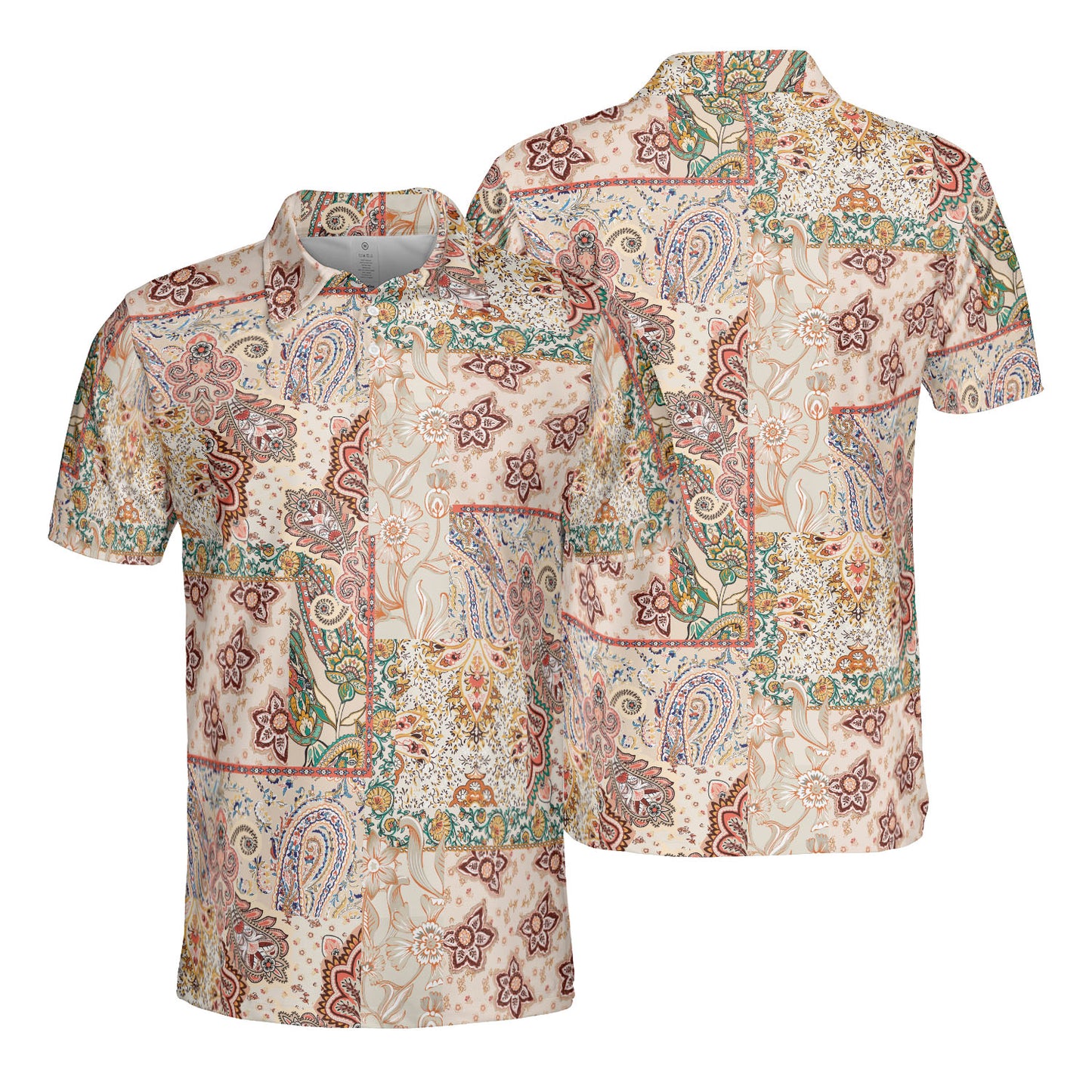 Indian Paisley Patchwork Polo Shirt