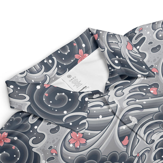 Japanese Waves & Cherry Leaves Polo Shirt