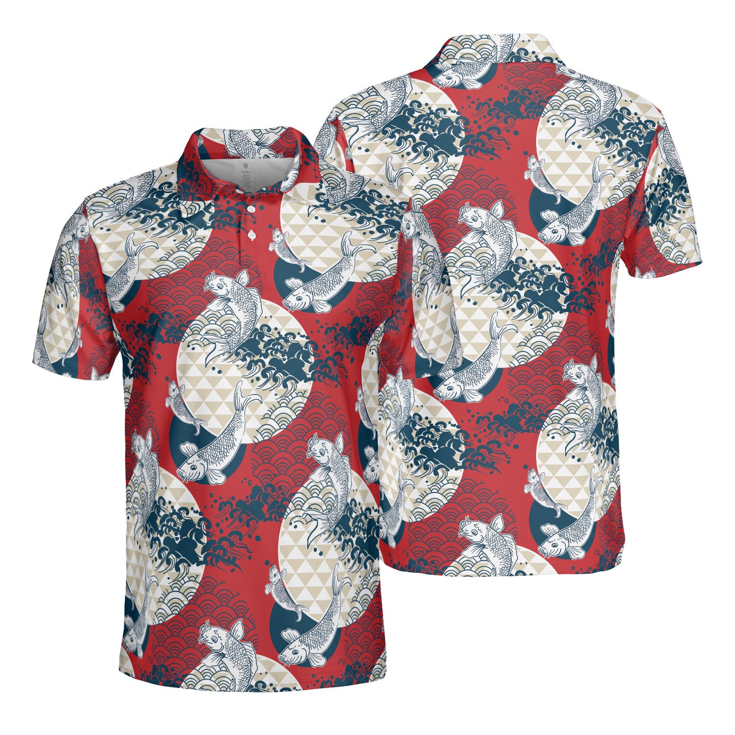Koi Fish & Asian Waves Polo Shirt